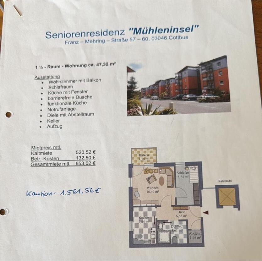 2 Raum Wohnung - Seniorenresidenz