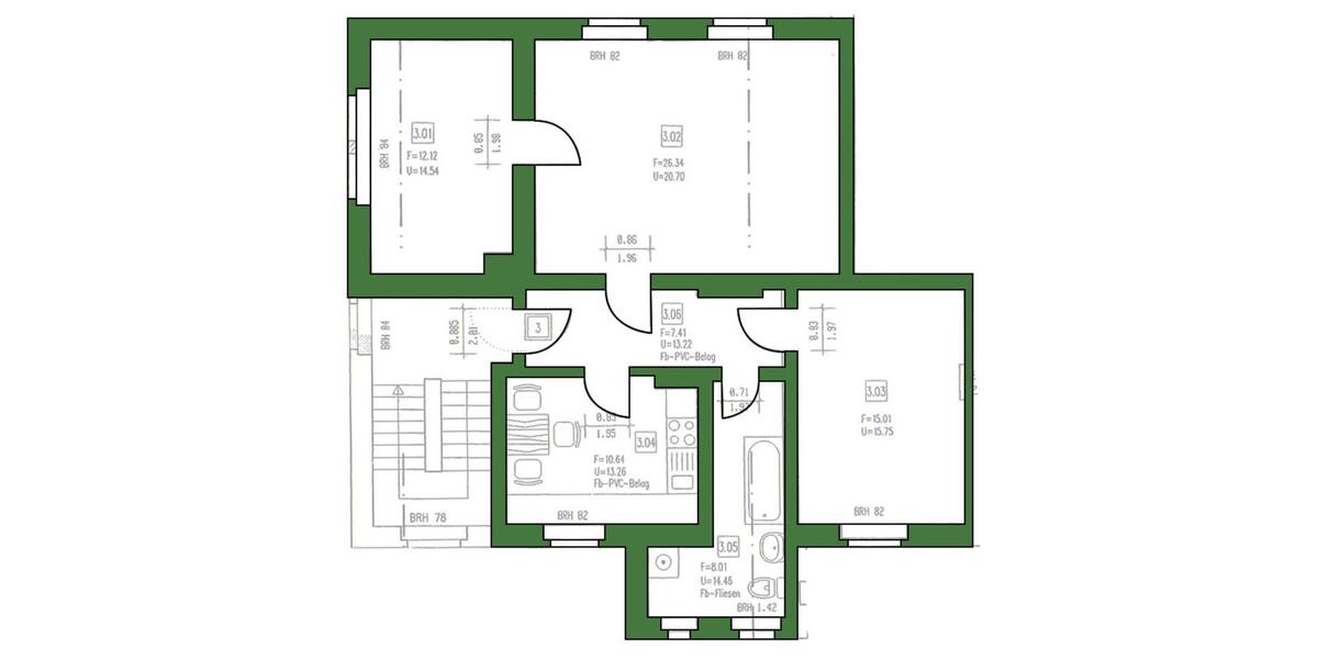 Erdgeschoßwohnung Welzow - 3 Zimmer, 78 m&sup2;, 412&euro; | Angebot:25881615