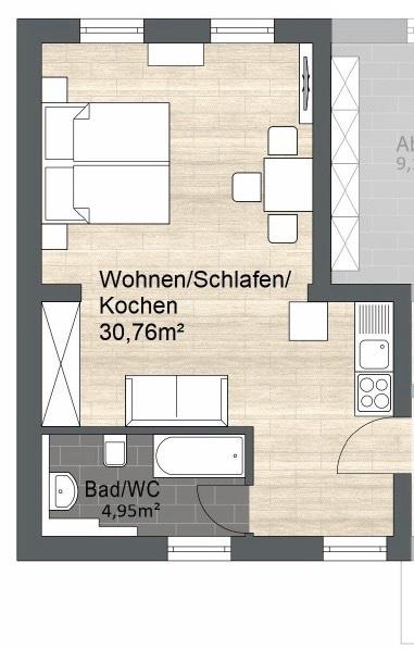 Möblierte 1-Zimmerwohnung in Cottbus mit Pantry-Küche 1 zimmer