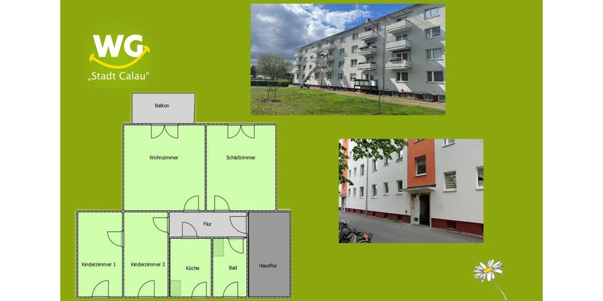 Etagenwohnung Calau - 4 Zimmer, 68 m&sup2;, 380&euro; | Angebot:24811411