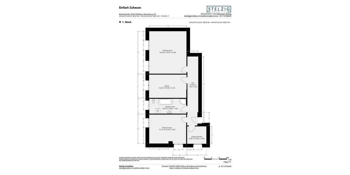 Erdgeschoßwohnung Altdöbern - 3 Zimmer, 92 m&sup2;, 644&euro; | Angebot:21841406