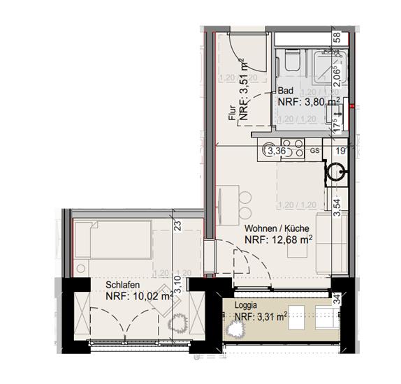 Etagenwohnung Cottbus Sachsendorf - 1.5 Zimmer, 32 m&sup2;, 513&euro; | Angebot:26163982