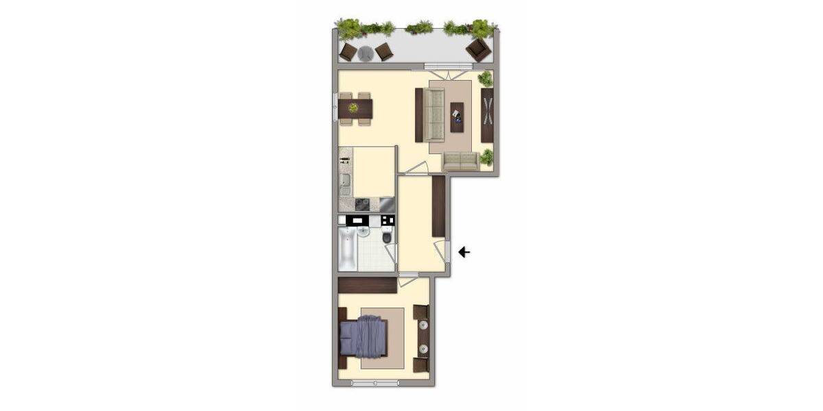 Etagenwohnung Cottbus Sandow - 2 Zimmer, 49 m&sup2;, 383&euro; | Angebot:26862750