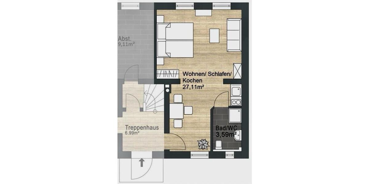 Möblierte 1-Zimmerwohnung in Cottbus mit Pantry-Küche 1 zimmer