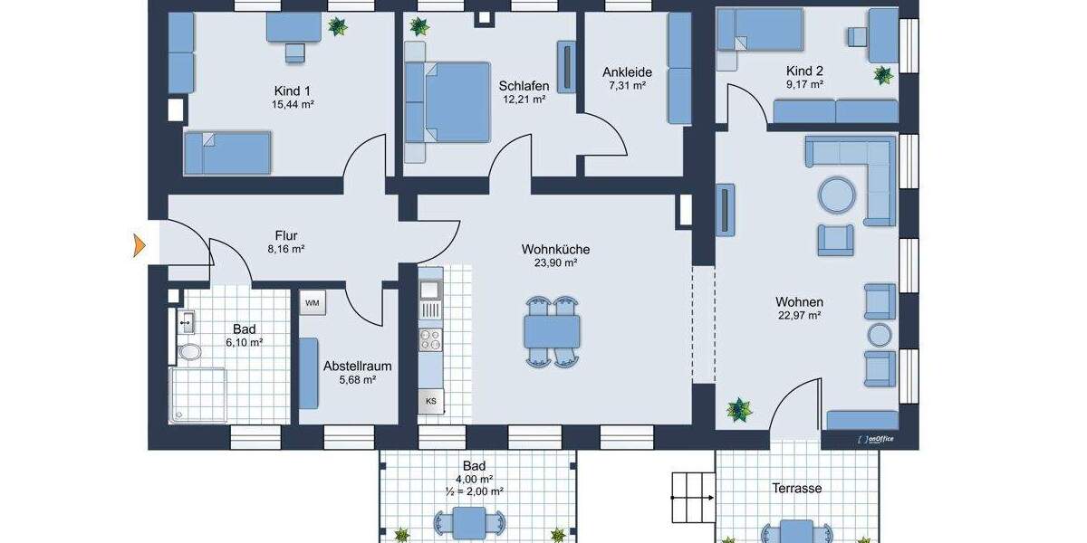 Etagenwohnung Cottbus Mitte - 4 Zimmer, 117 m&sup2;, 329.000&euro; | Angebot:25682802