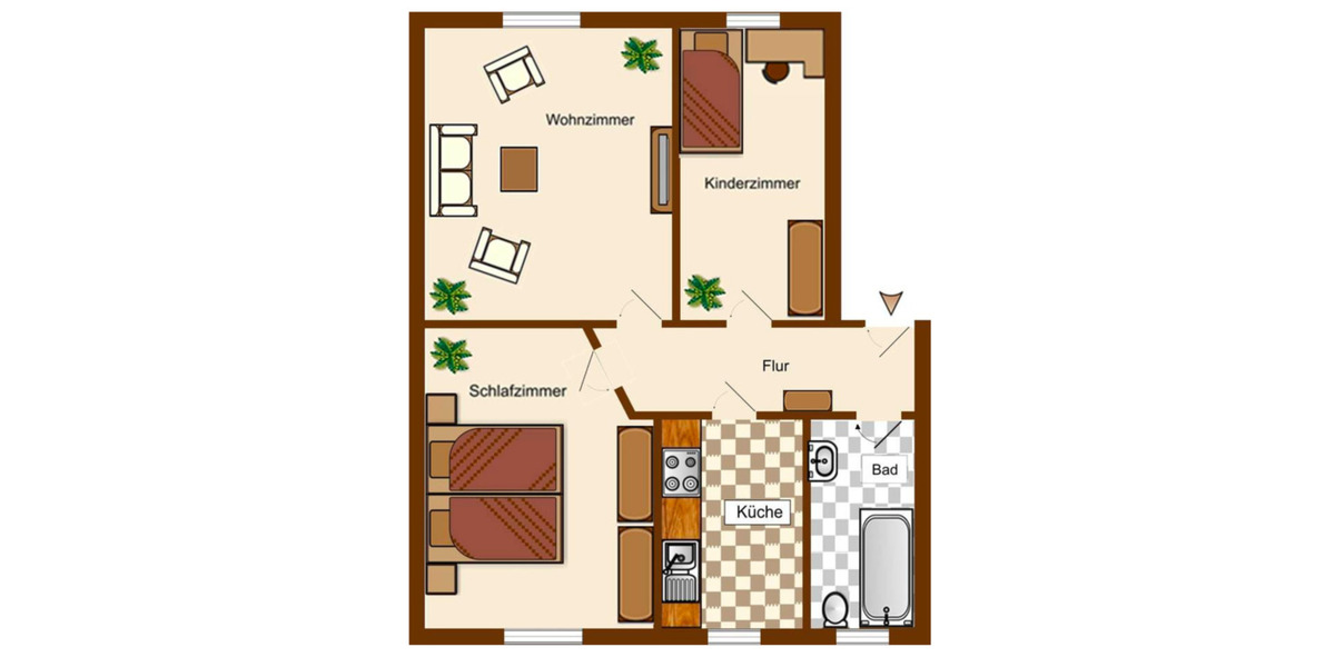Etagenwohnung Cottbus Sielow - 3 Zimmer, 57 m&sup2;, 541&euro; | Angebot:25960865