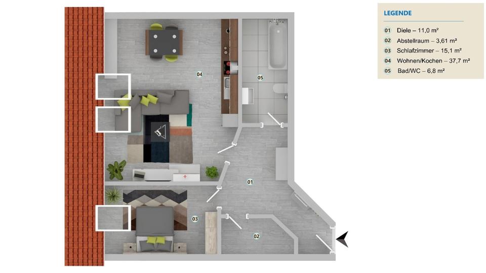 Etagenwohnung Spremberg - 2 Zimmer, 64 m&sup2;, 369&euro; | Angebot:23704738