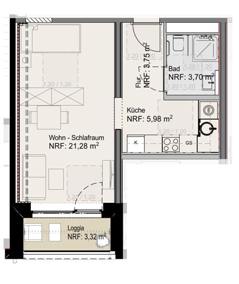 Etagenwohnung Cottbus Sachsendorf - 1 Zimmer, 37 m&sup2;, 588&euro; | Angebot:26163992
